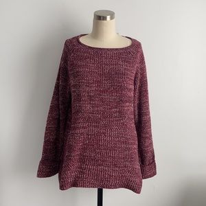 Style & Co. Plus Marl Pointelle Roll Neck Cuffed Sweater Cherry Combo